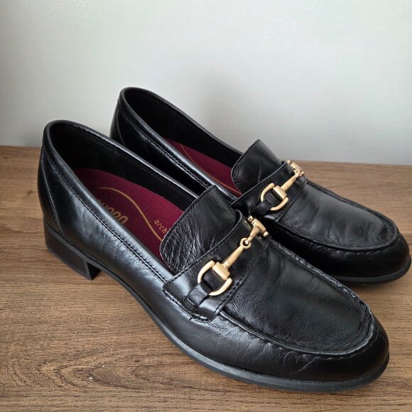 EUC MUNRO BLACK GENUINE LEATHER ARCH SUPPORT LOAFERS SIZE 9.5 WOMENS - Picture 2 of 16